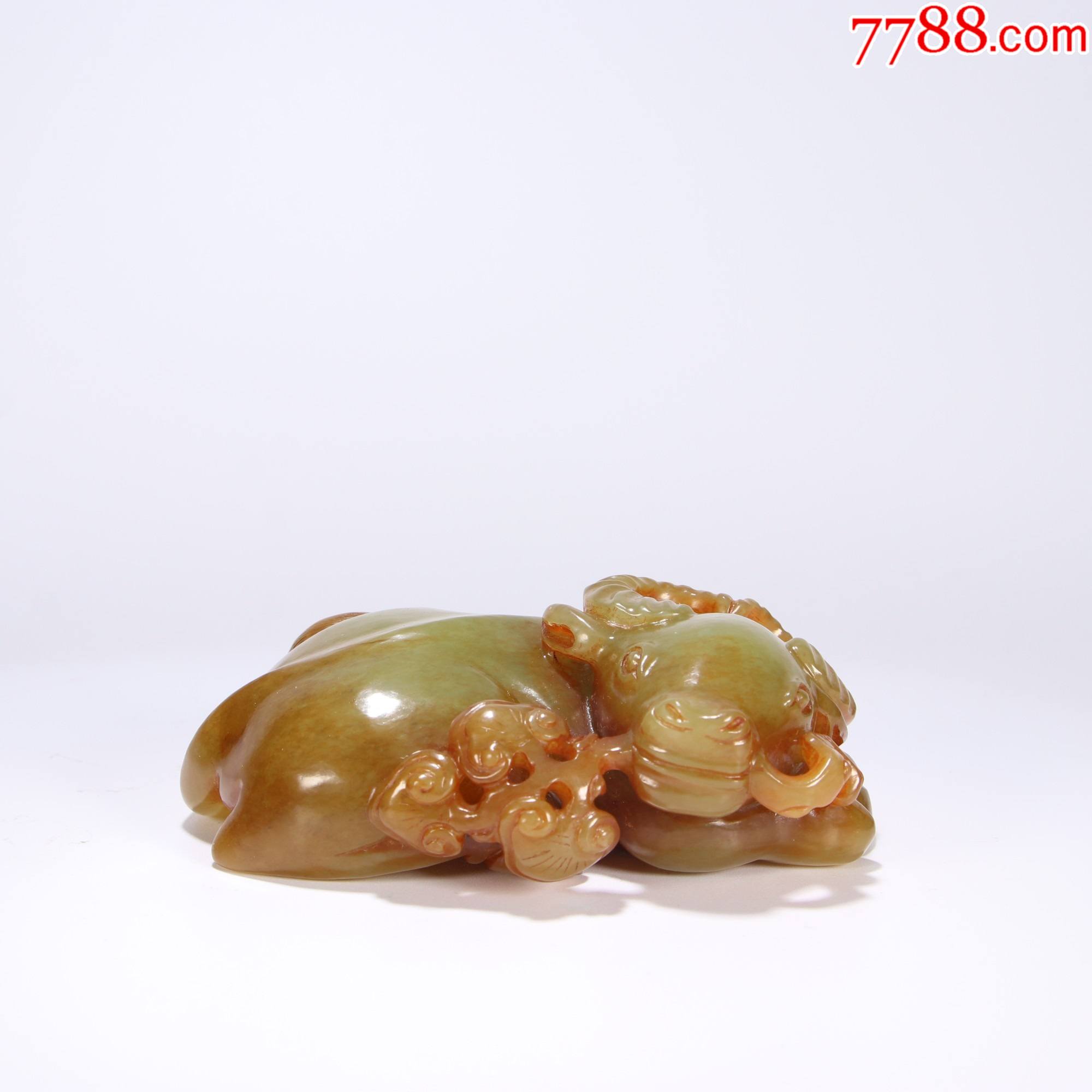 和田黄玉牛摆件a21s55f