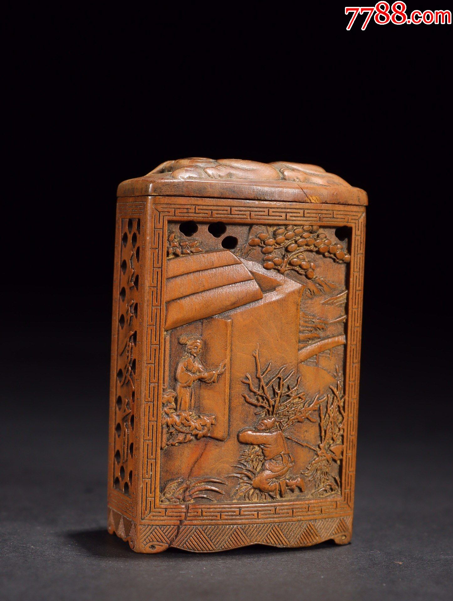 黄杨木人物故事四方随身香囊