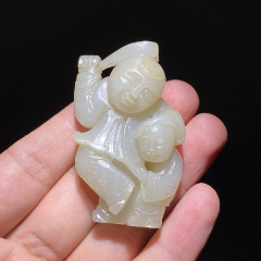 清和田白玉籽料刻诗文玉环老和田玉诗文玉环吊坠籽料玉坠玉佩饰