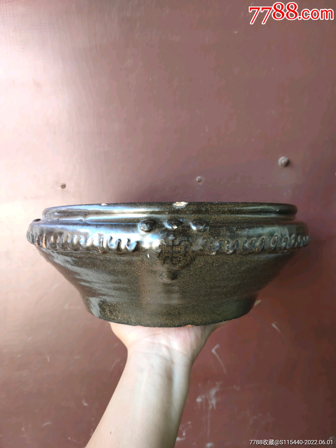 清代黑釉兽头笔洗