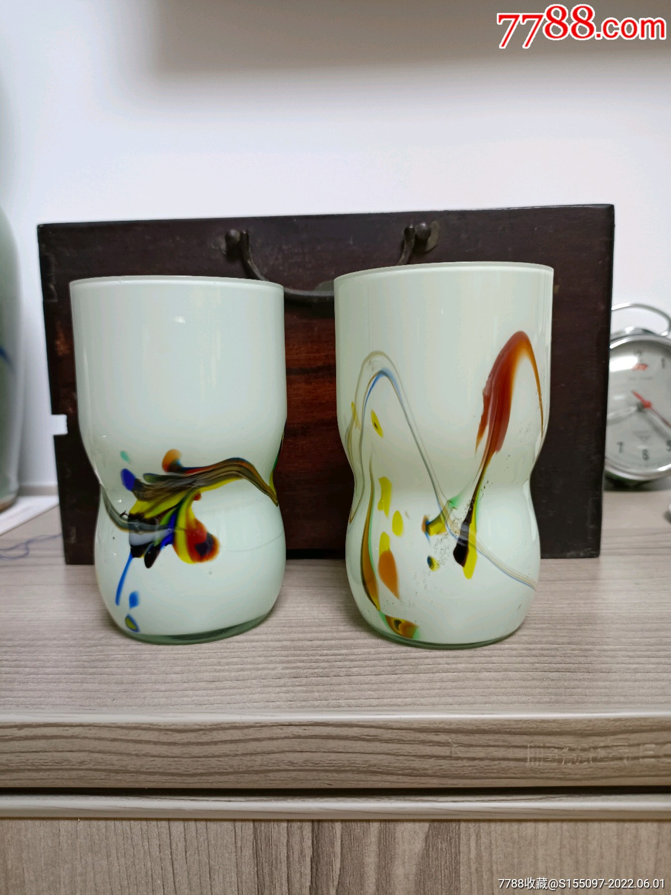 玻璃拉丝杯一对