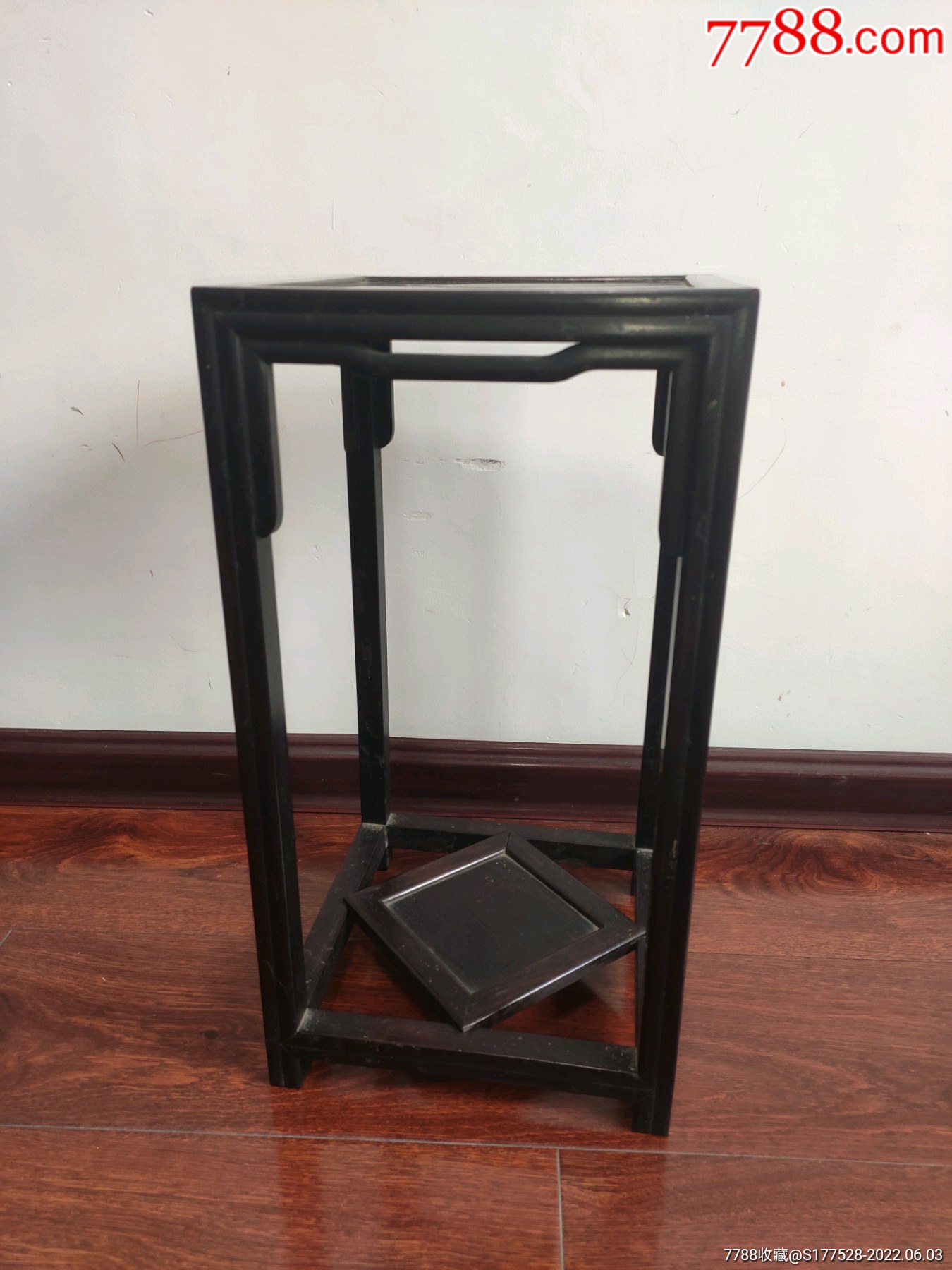 清代老红木大红酸枝几架座方几台几置物架花架尺寸242445厘米后面缺