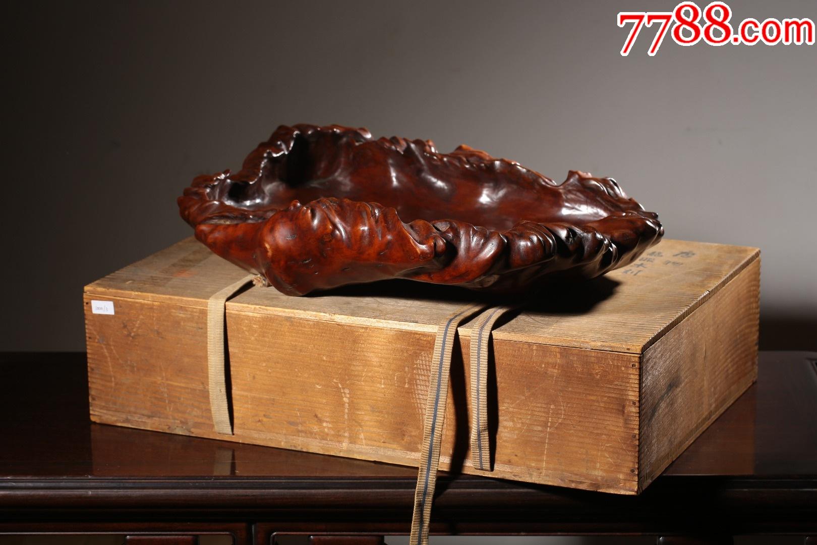 龙眼木整挖雕随形茶盘/果盘(附原配木箱)_价格40000元_第1张_7788收藏