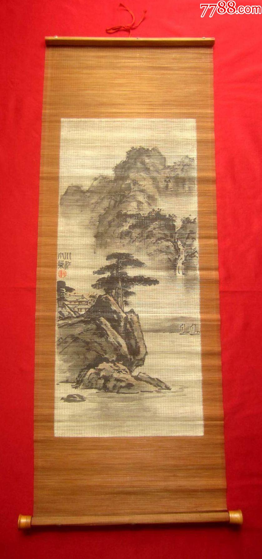 中国古玩 中国古美術 竹絲画簾 掛軸★ 中国古玩 中国古美術 竹絲画簾 掛軸☆