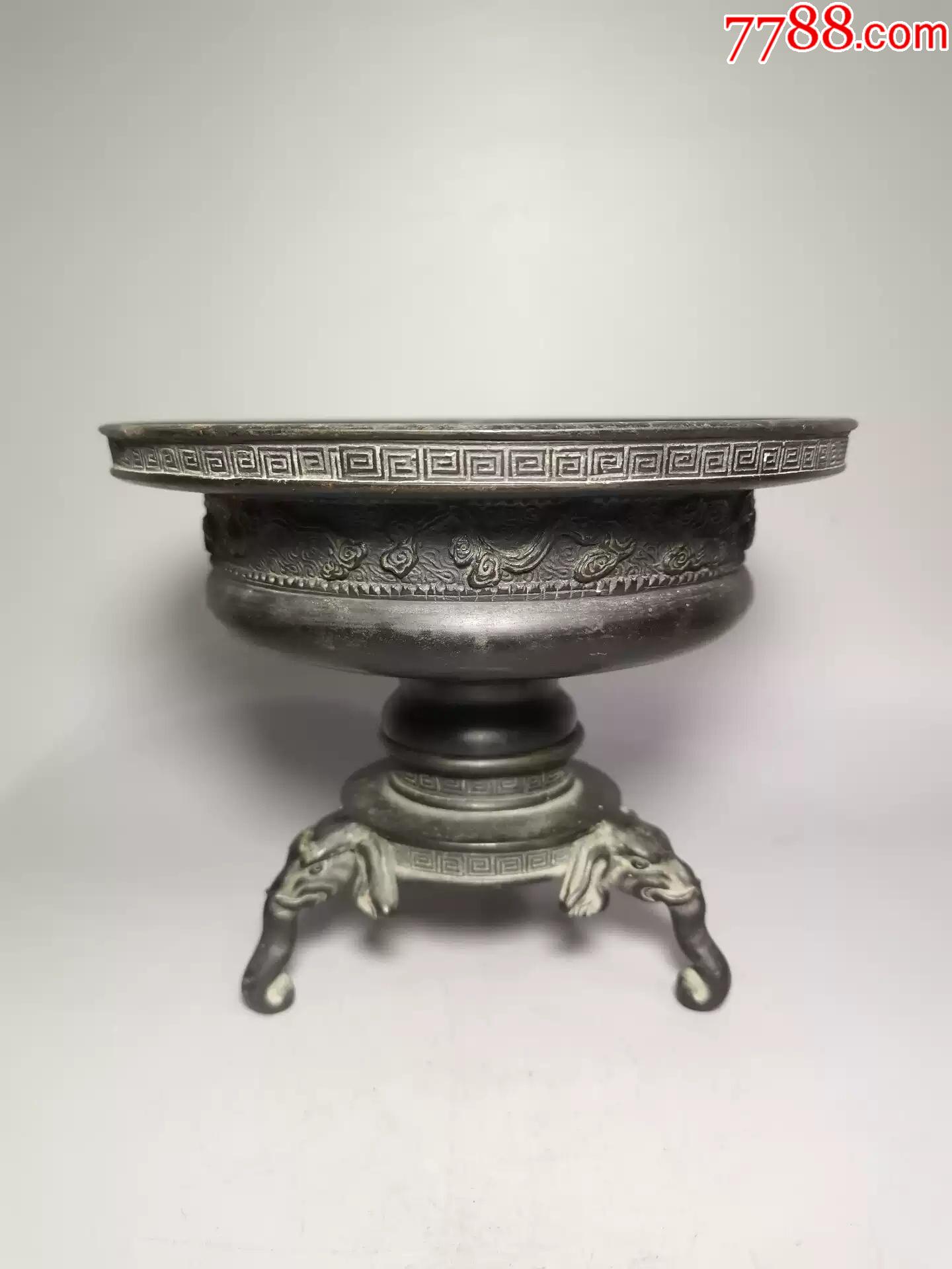 回流清代三足铜花盆