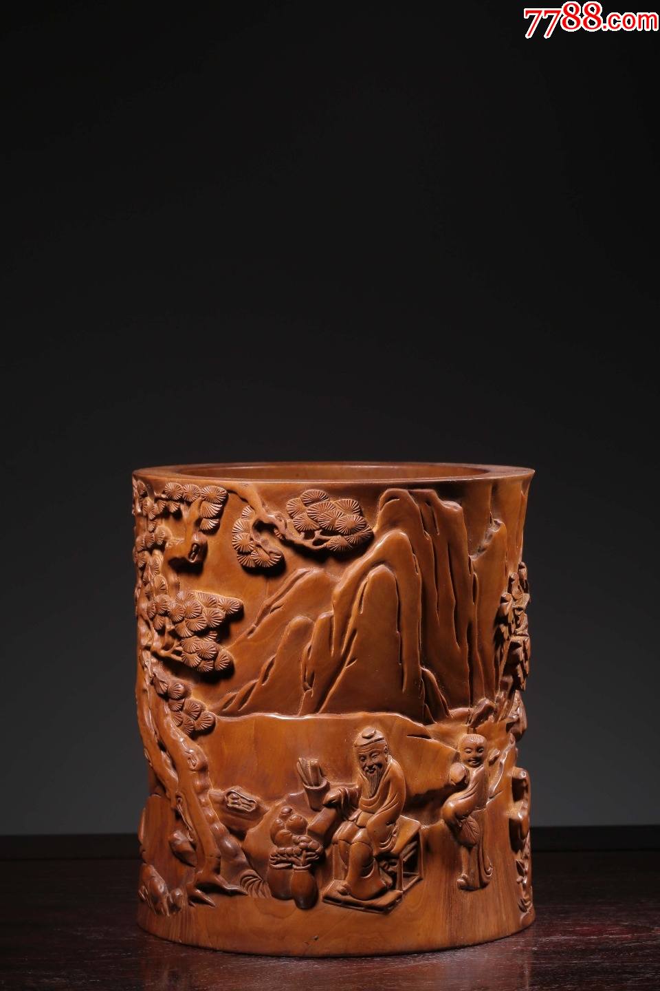 民国黄杨木雕人物故事文房笔筒_价格5800元_第1张_7788收藏__收藏热线