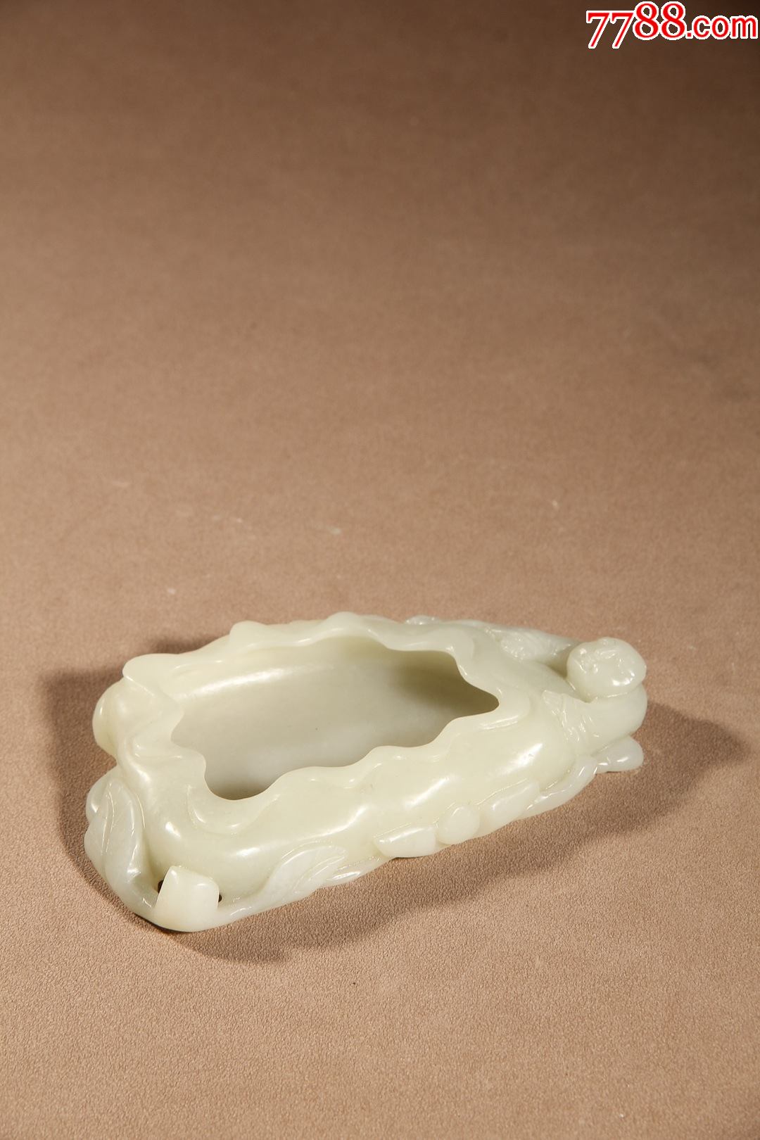 荷塘清趣荷叶形文房笔洗