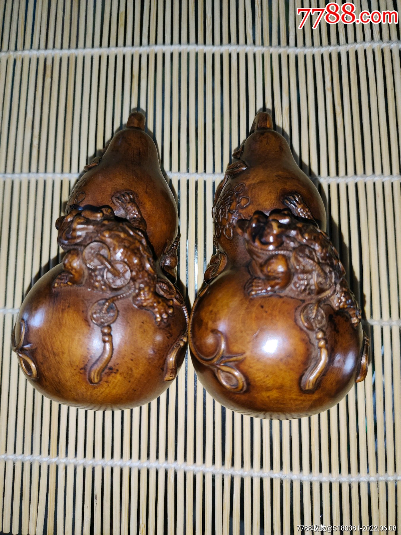 老料黄杨木雕福禄招财金蟾葫芦实木摆件雕件手把件