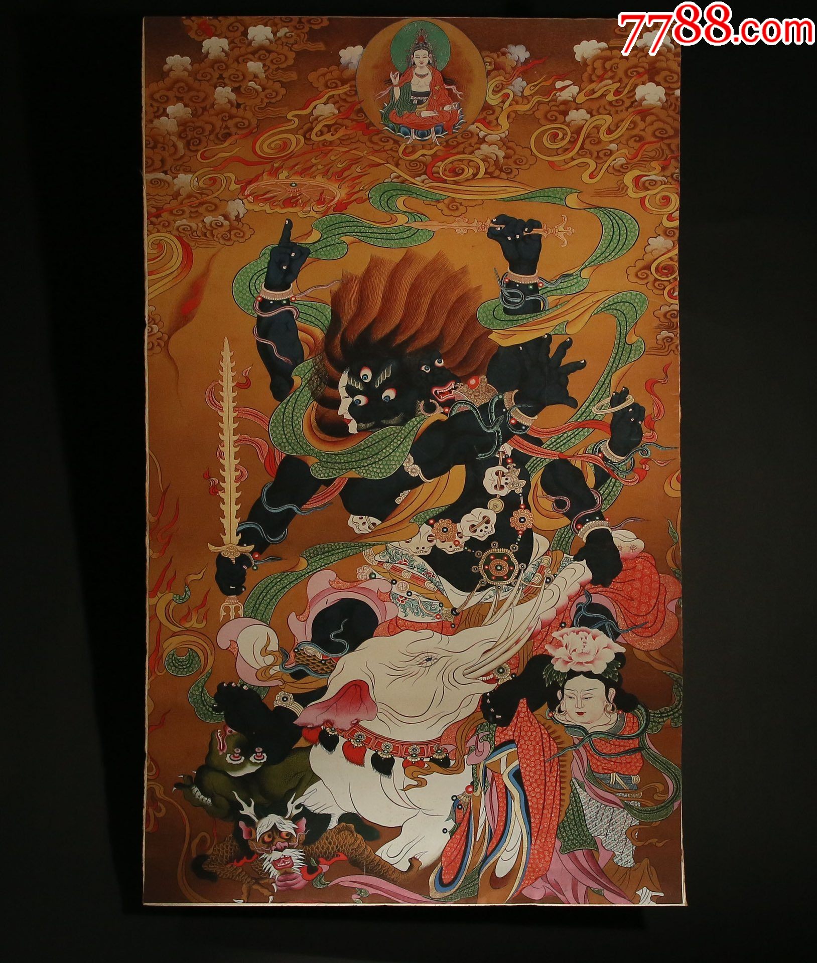 文殊菩萨愤怒像唐卡-唐卡-7788硅化木