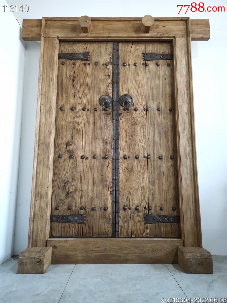 清代山西榆木铁艺大门厚重大气高248宽157厘米