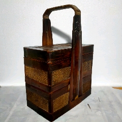 清代竹编小食盒,做工精美,年份好,品相完整包老.