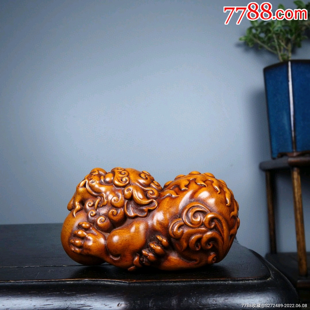 黄杨木麒麟手把件，不议价_木雕挂件_阅微磁堂【7788收藏__收藏热线】