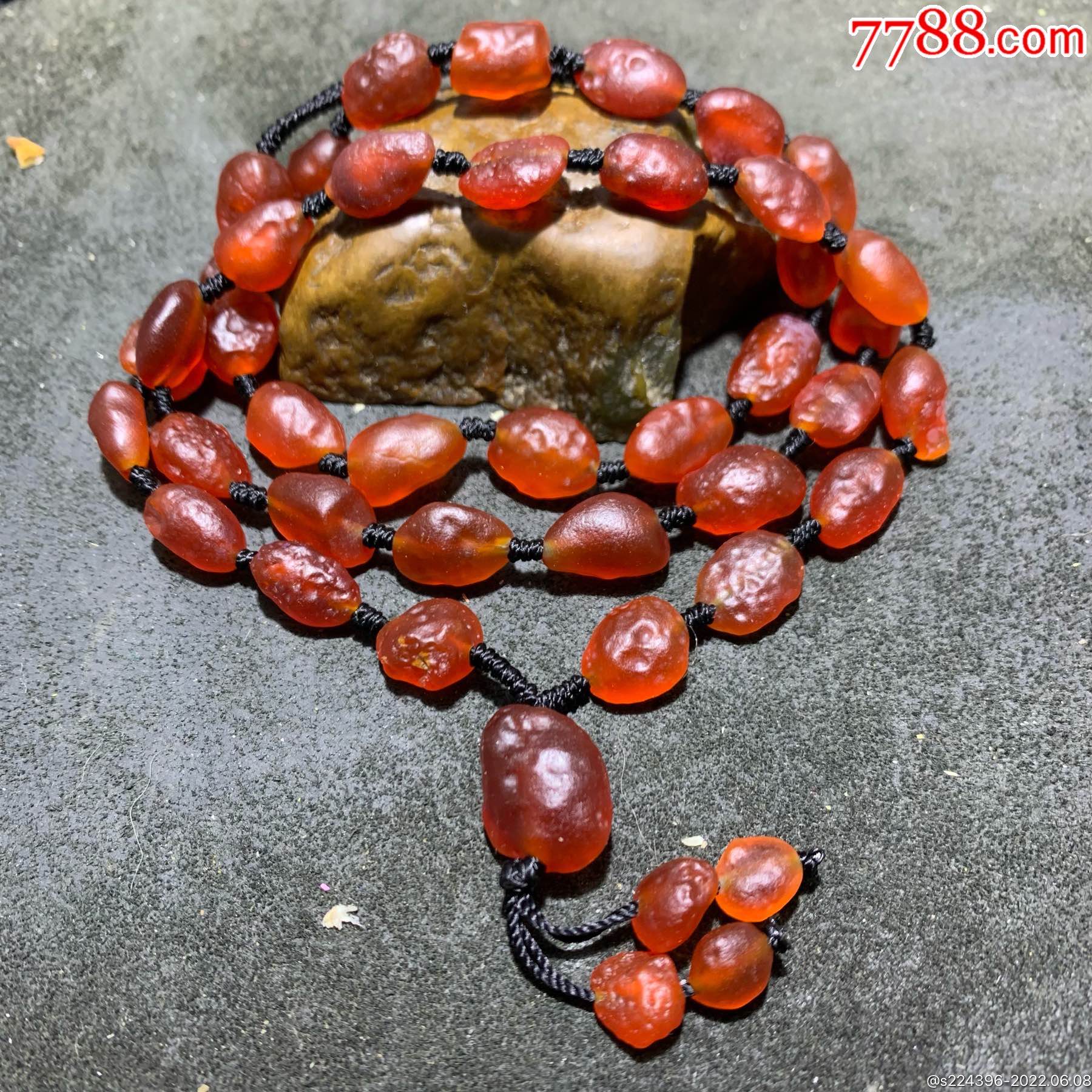 精美天然戈壁阿拉善樱桃红项链一条_玛瑙_第1张_7788钱币网