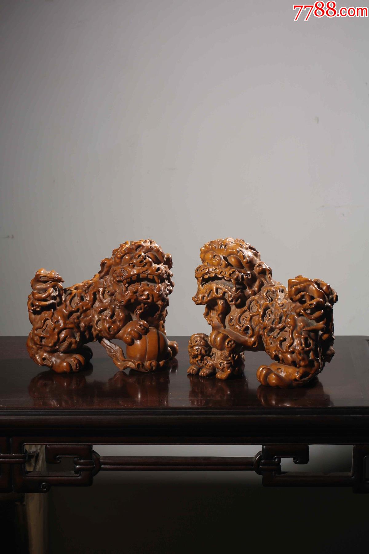 黄杨木雕狮子一对_价格13000元_第1张_7788收藏__收藏热线