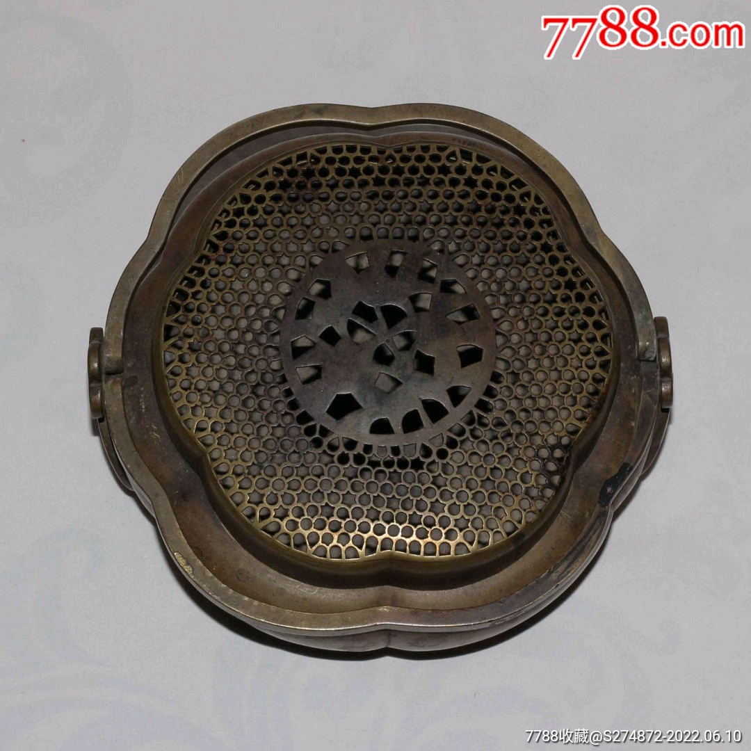 清代铜手炉暖炉规格径19厘米高105厘米重1100克备