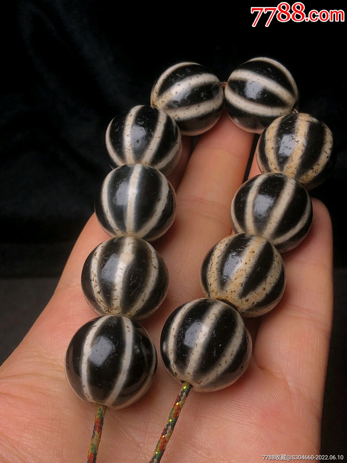 藏区回流八线金瓜珠天珠手链尺寸:20mm_天珠_作品欣赏_收藏价值_7788