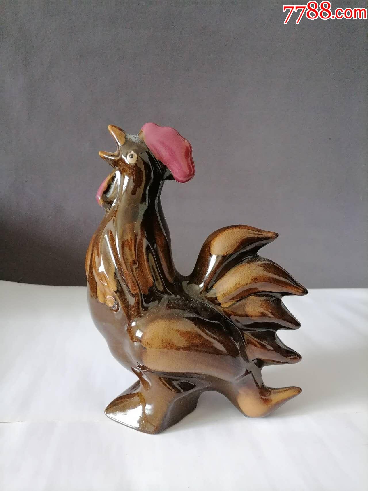 70年代宜昌彩陶名家制公鸡摆件