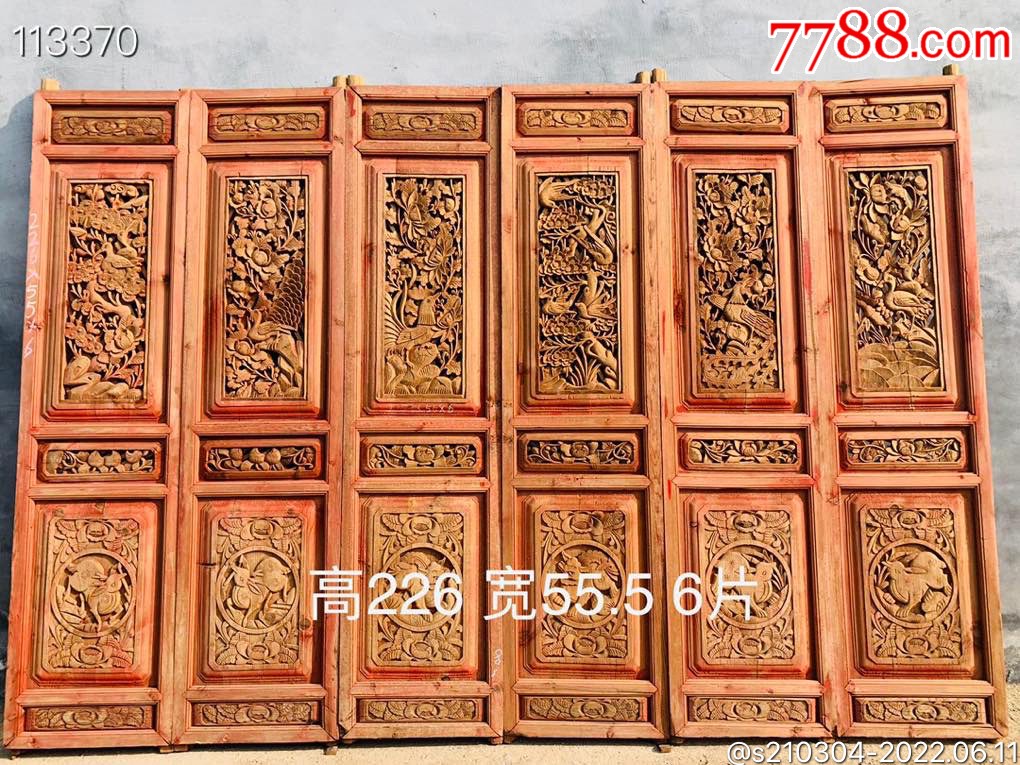 民国，手工雕刻花鸟老隔扇，杉木材质，油漆清退，原木色调，适合各类酒店，会所，家居-价格:4880元-se87612194-木屏风-零售 ...