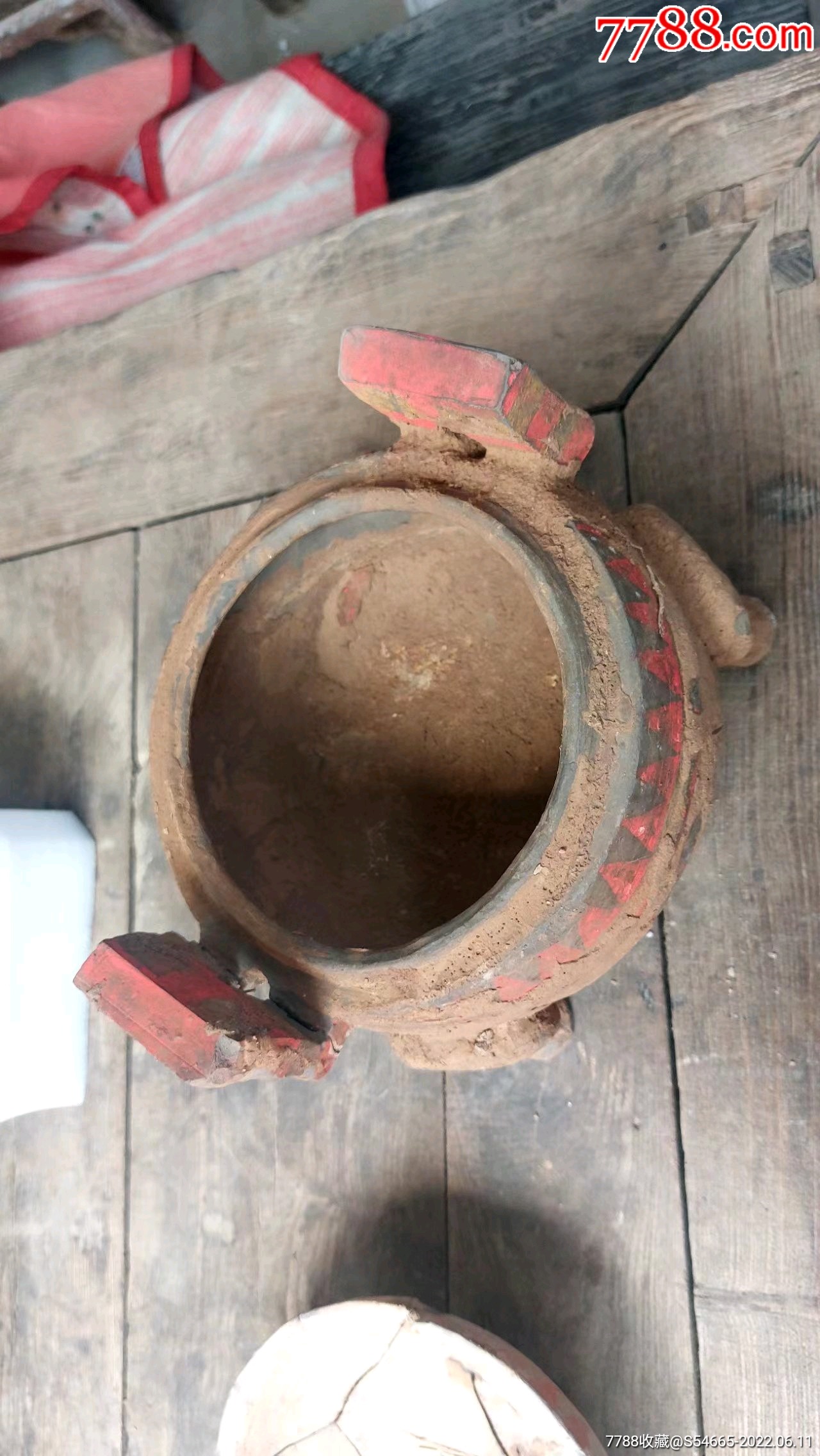 战国汉代陶器红陶彩绘双耳三足鼎-价格:1200元-se87615732-彩陶-零售