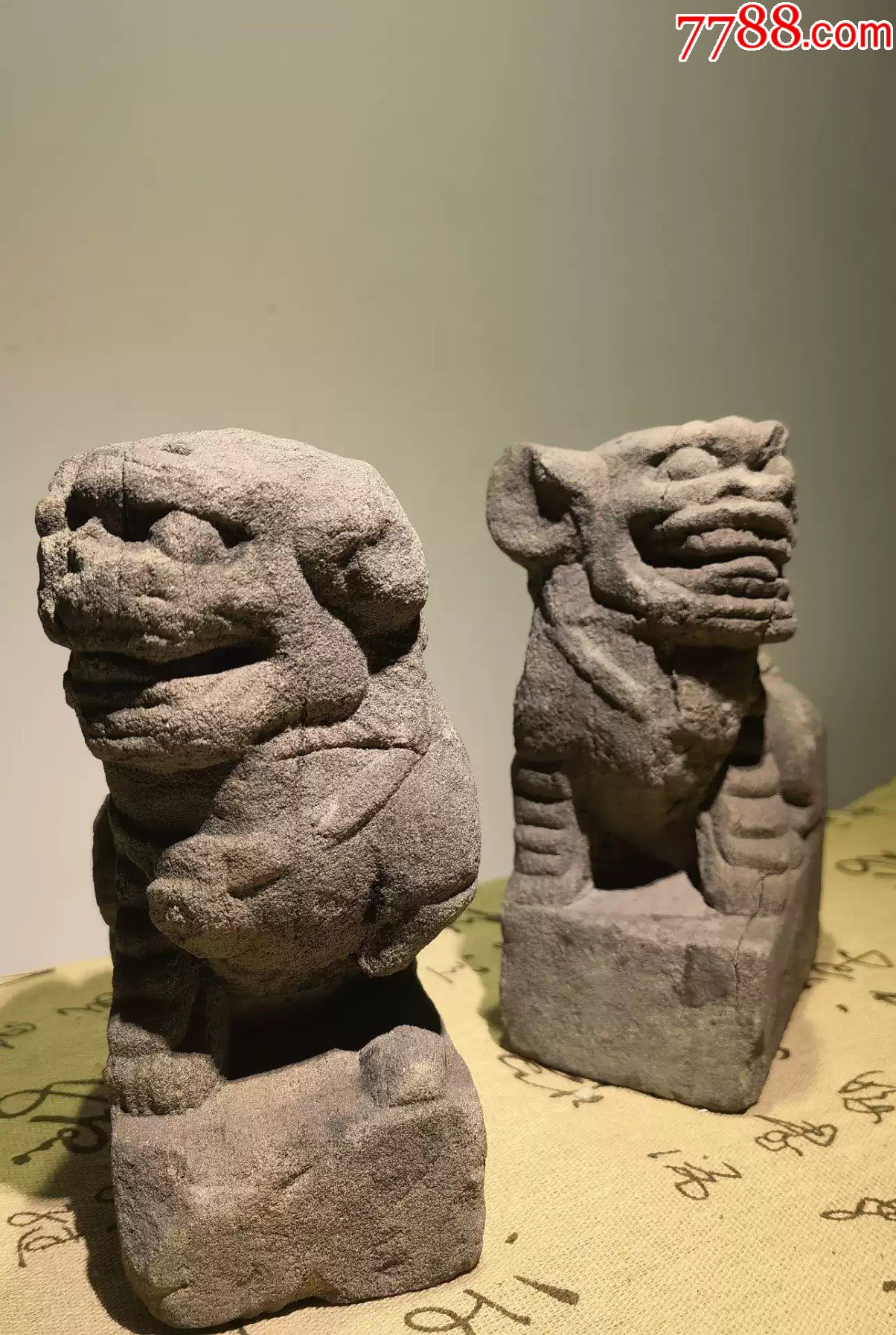 清代石雕狮子一对-价格:2800元-se87627054-石狮/石雕塑-零售-7788