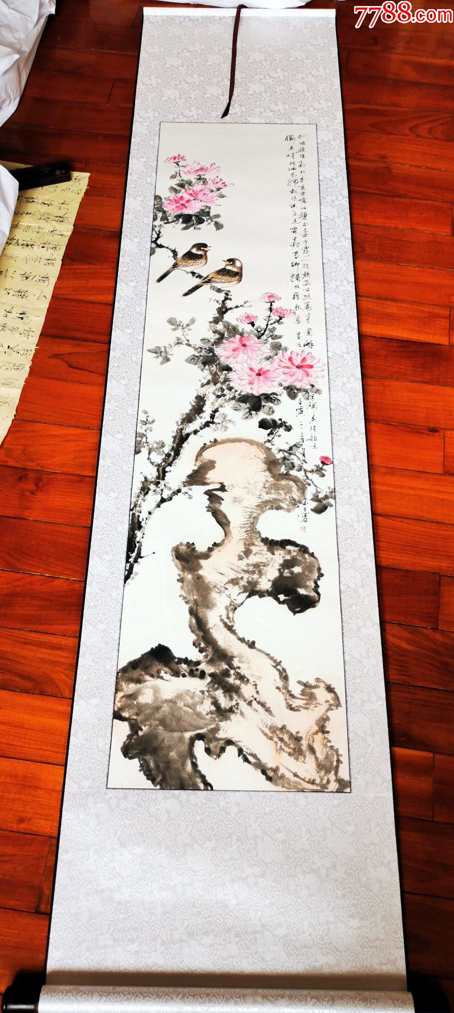 画家,卷轴精装裱】国家一级美术师,知名画家李玉夕作品:菊_价格260元