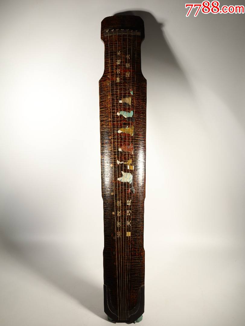 大漆横断纹嵌百宝人物故事琴