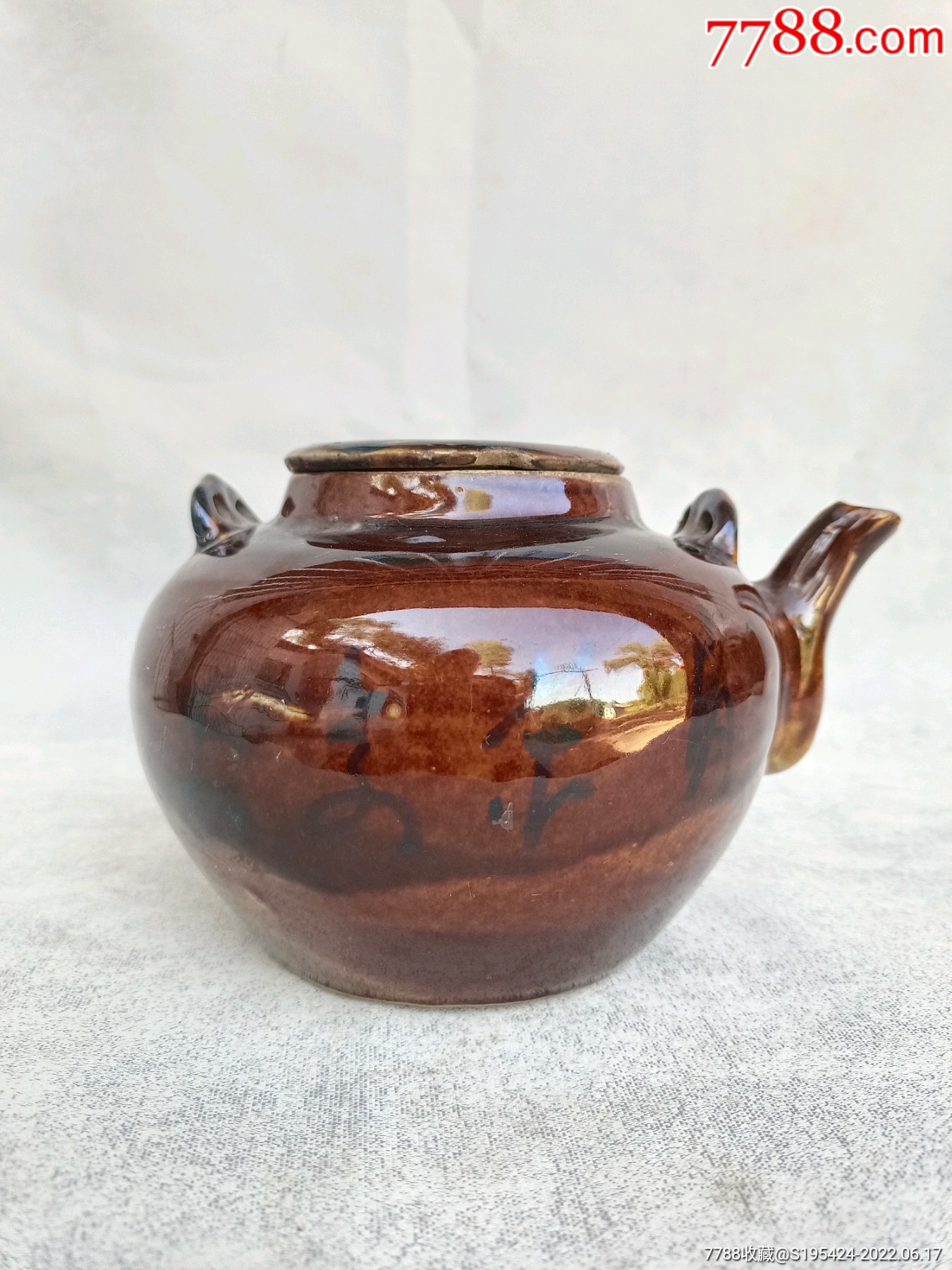 明代紫釉黑花茶壶-价格:158元-se87727260-酱釉瓷/紫金釉-零售-7788