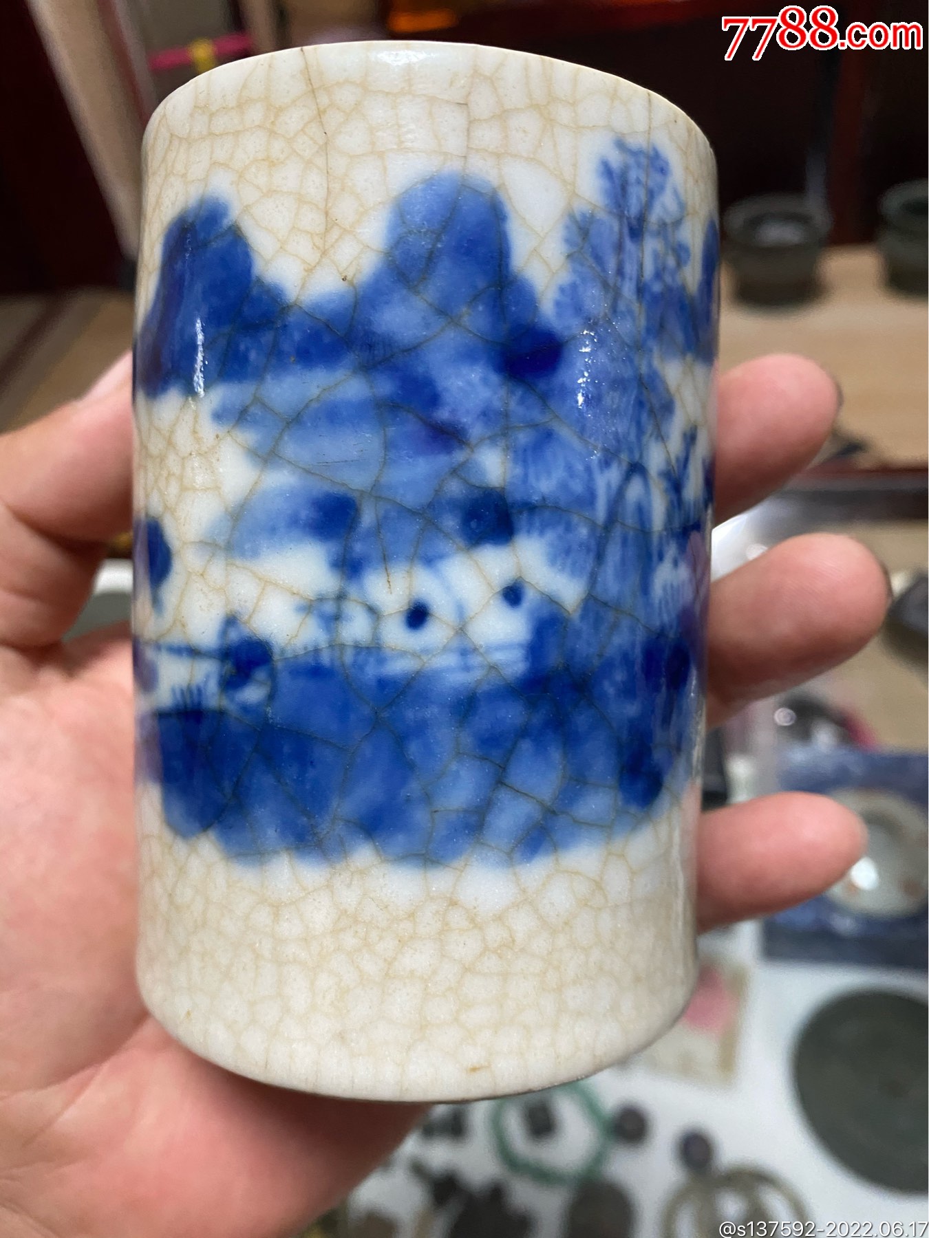 清光绪时期哥釉笔筒-价格:300元-se87734195-青花瓷-零售-7788收藏