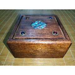 老红木花梨木镶嵌彩贝方形机关首饰盒珠宝盒
