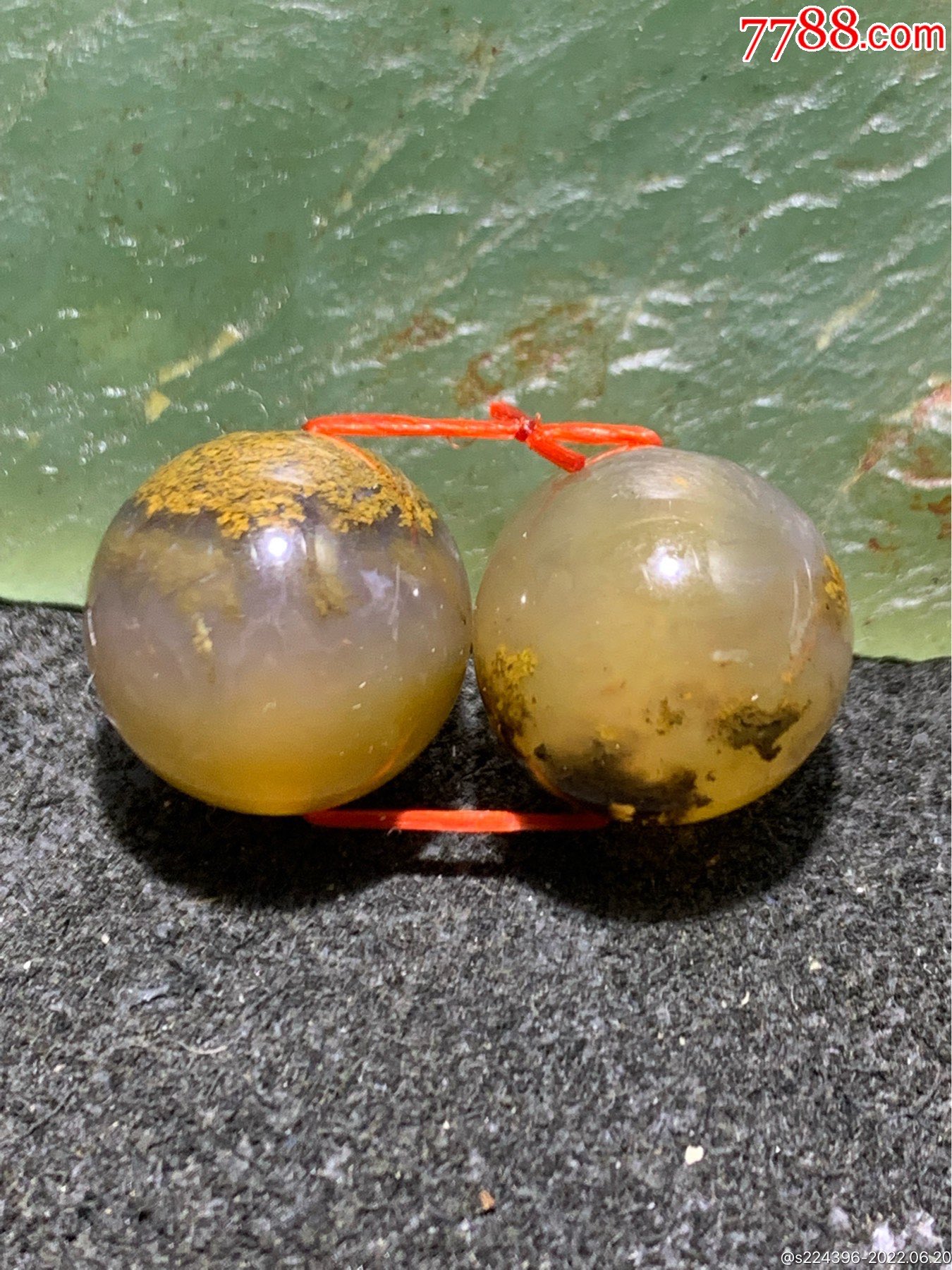 天然阜新黄金水草玛瑙腰珠一对_价格39元_第1张_7788商城__七七八八