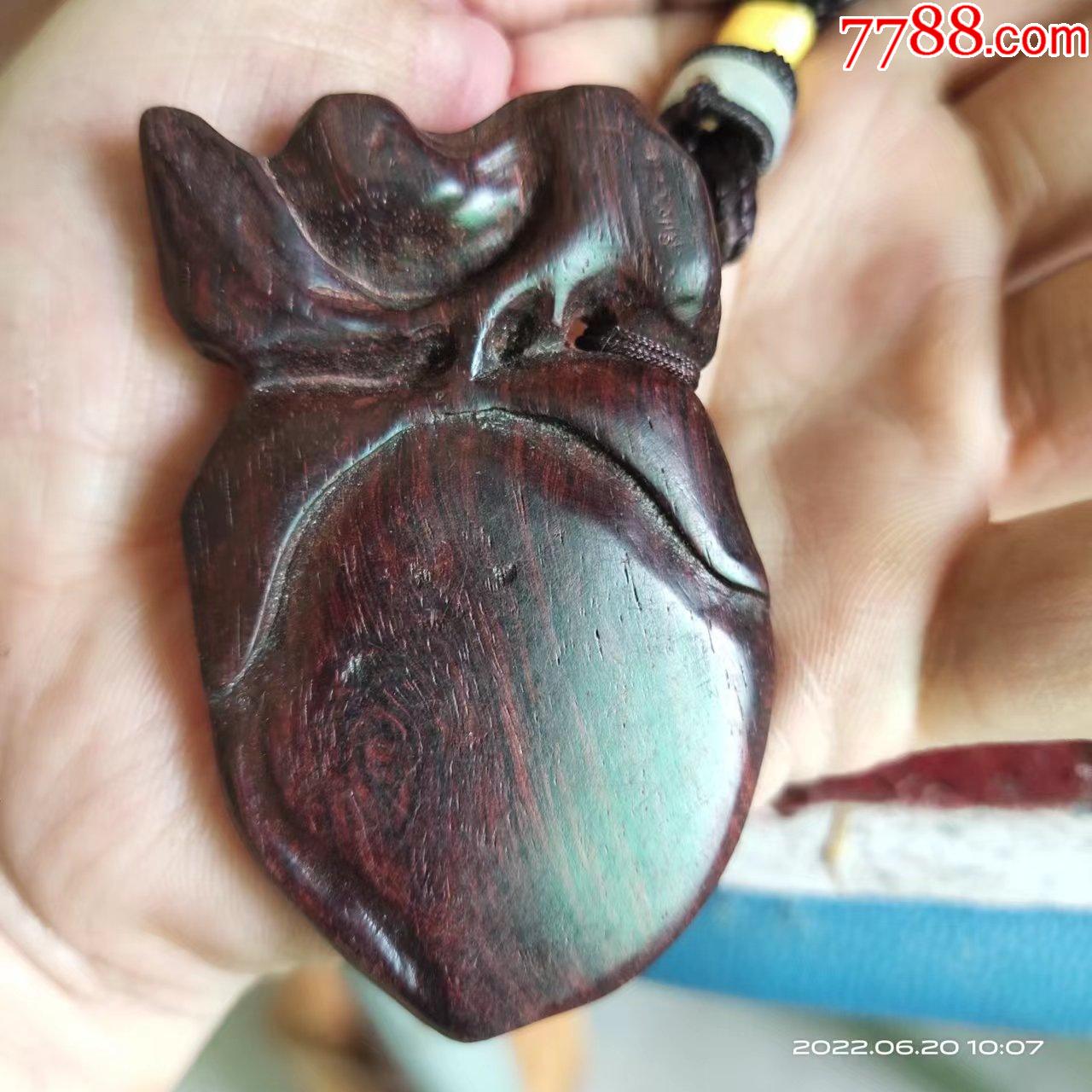 长6宽4厚1厘米纯手工雕刻包是小叶紫檀红木雕寿桃挂件包邮