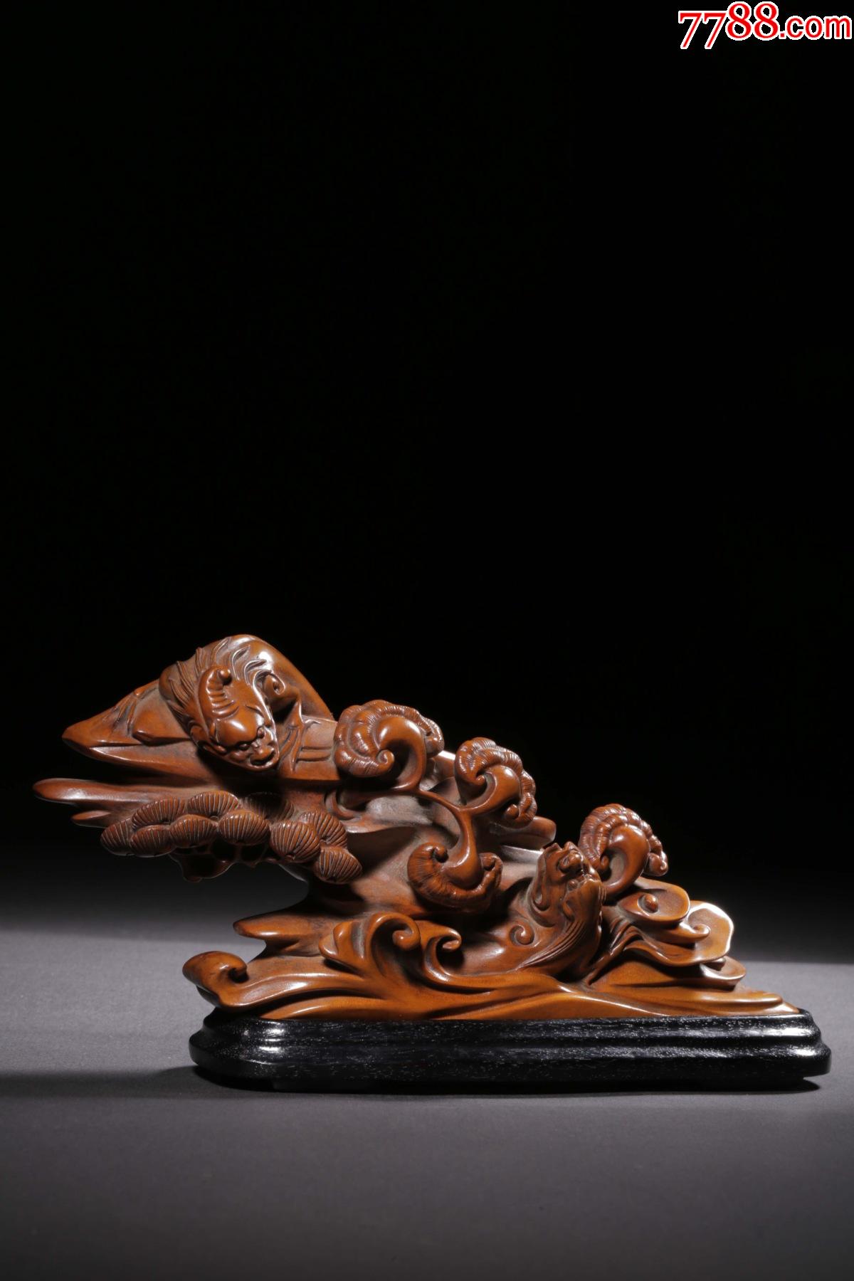 黄杨木雕灵芝瑞兽纹文房山子摆件_木雕摆件_作品欣赏_收藏价值_7788