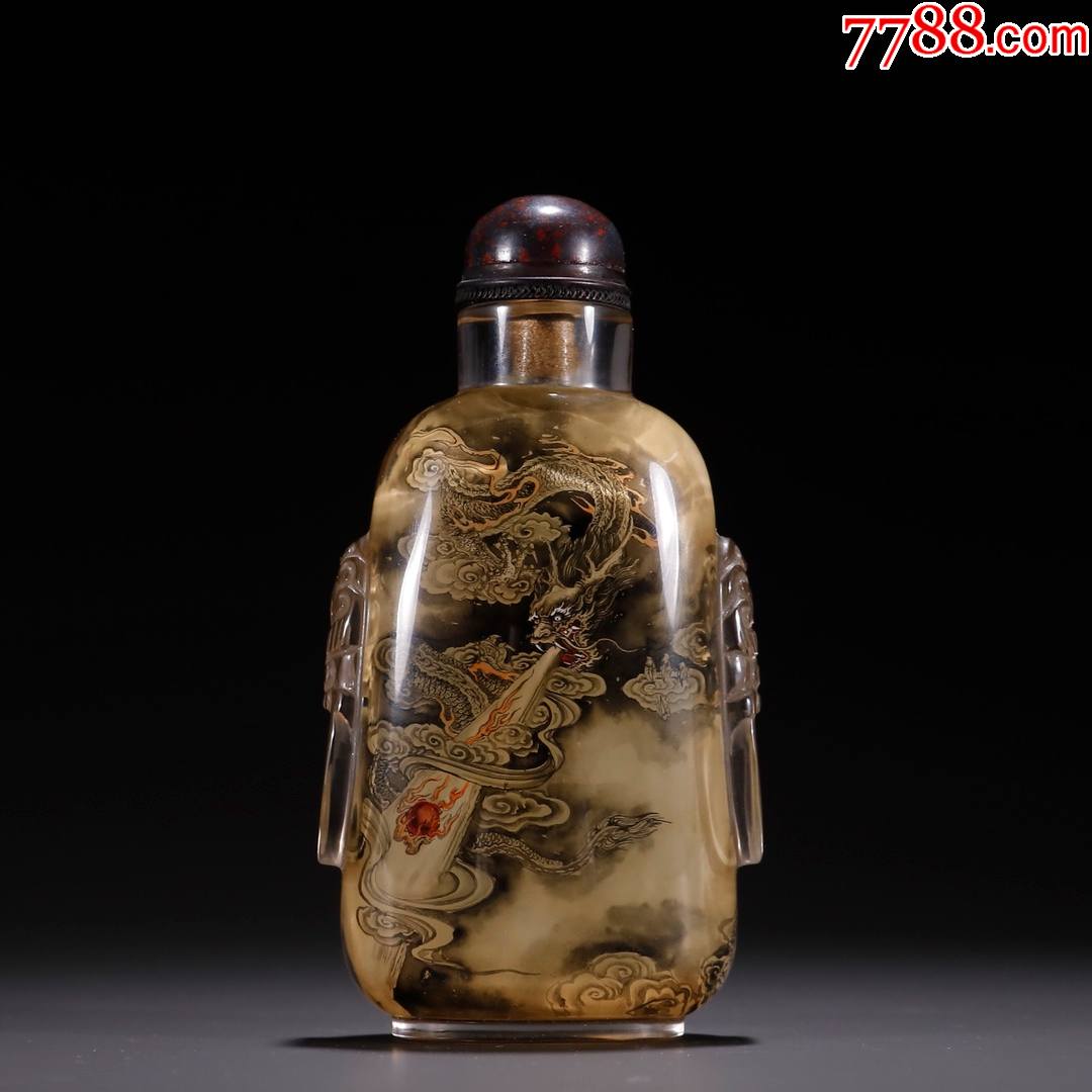 水晶内画龙戏珠兽耳鼻烟壶_价格3800元_第1张_7788收藏__收藏热线