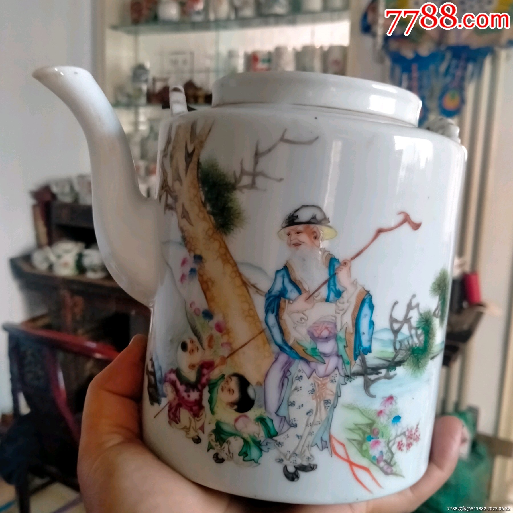 胶东小官窑民国名家罗宿氏茶壶一流画工_彩绘瓷/彩瓷_图片收藏_回收
