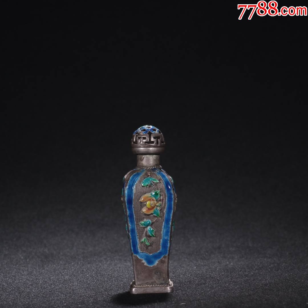 纯银烧蓝花卉鼻烟壶_价格1500元_第1张_7788收藏__收藏热线