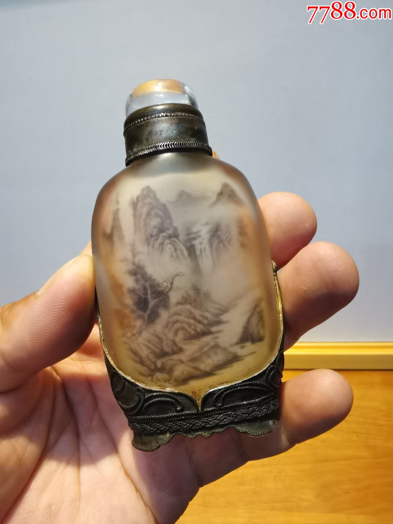 清代包银山水人物老鼻烟壶._价格2200元_第1张_7788收藏__收藏热线