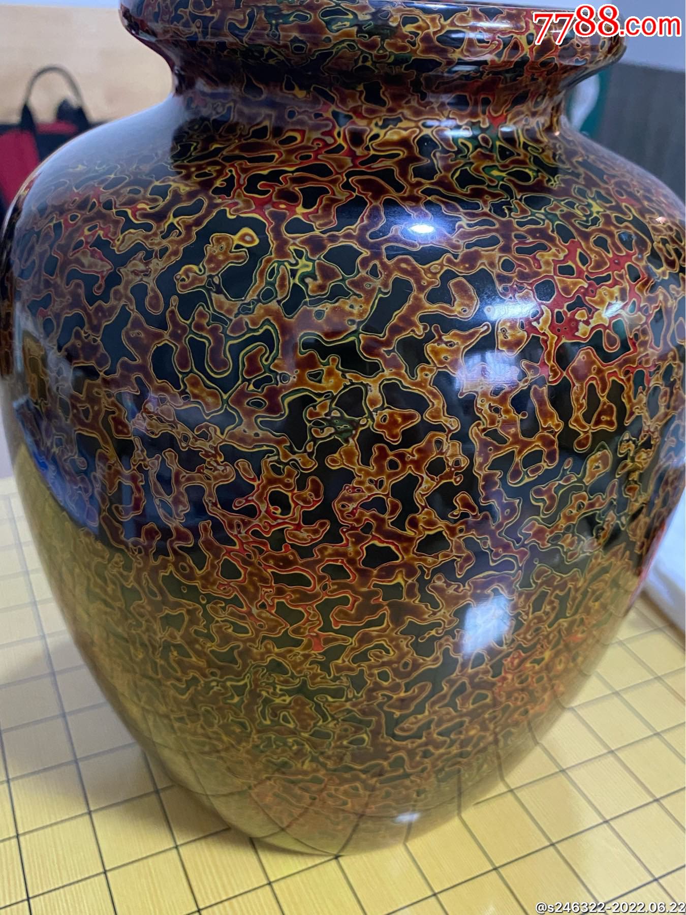 日本昭和时期一木挖犀皮漆菠萝漆"孤品"赏瓶-价格:18000元-se87823546