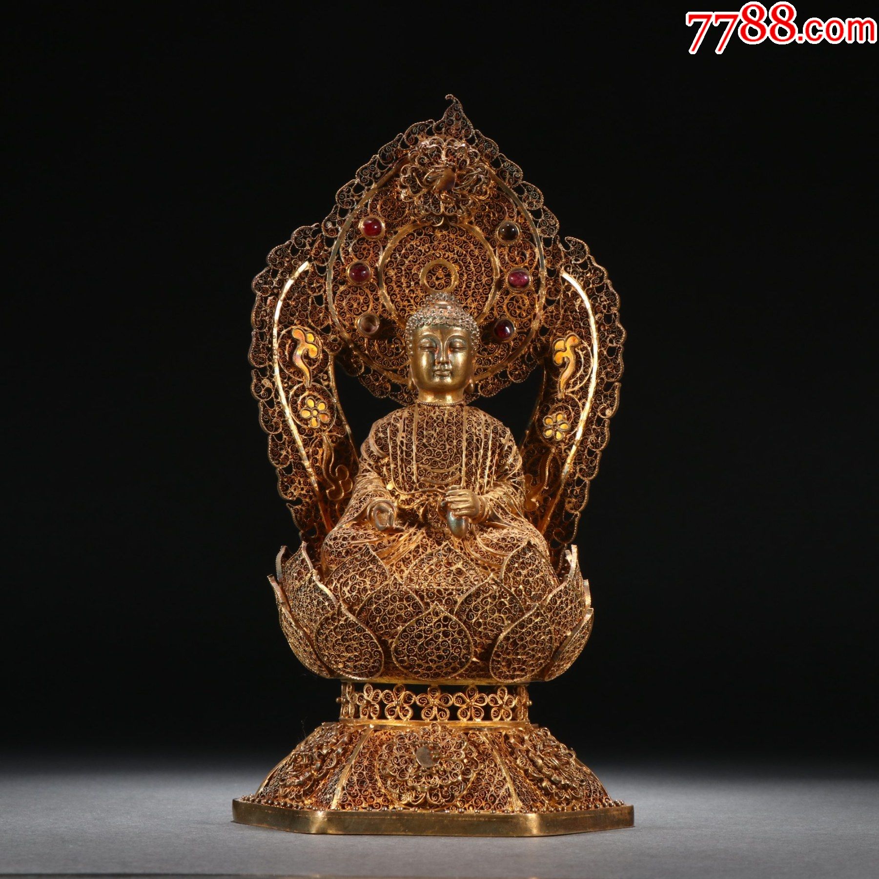 旧藏银鎏金花丝释迦摩尼摆件-价格:23000元-se87864232-佛像/造像