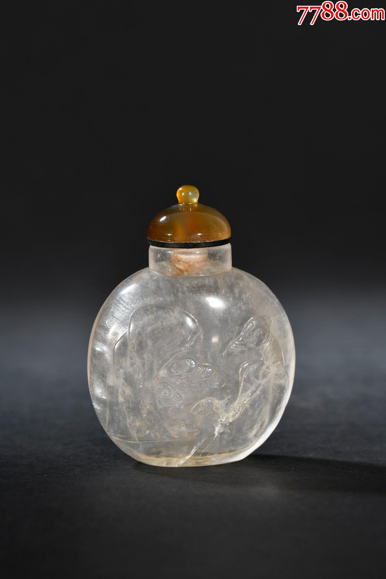 旧藏老水晶人物故事鼻烟壶