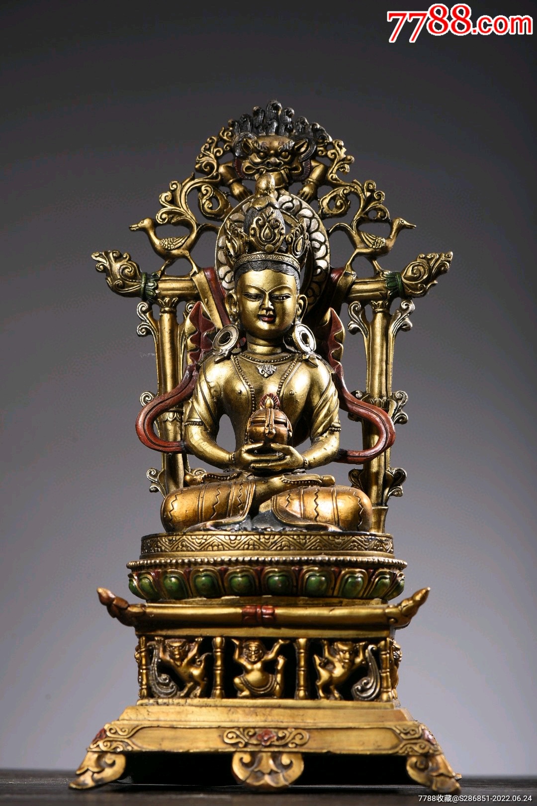 铜彩绘无量寿佛造像,不议价-价格:980元-se87873090-铜像/铜佛像-零售