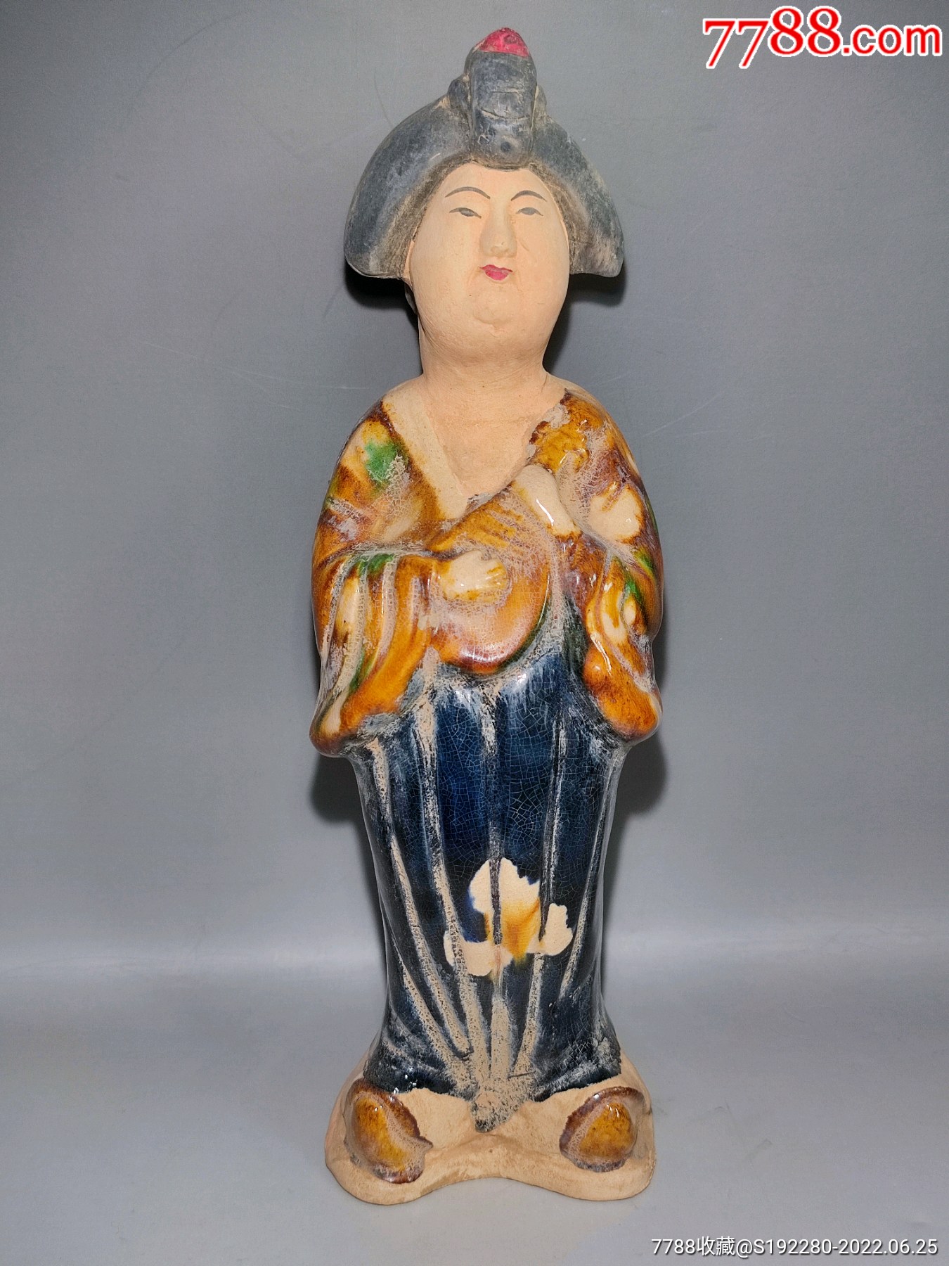 三彩侍女人物乐俑工艺品手机拿着一把琵琶长93cm宽83cm高29