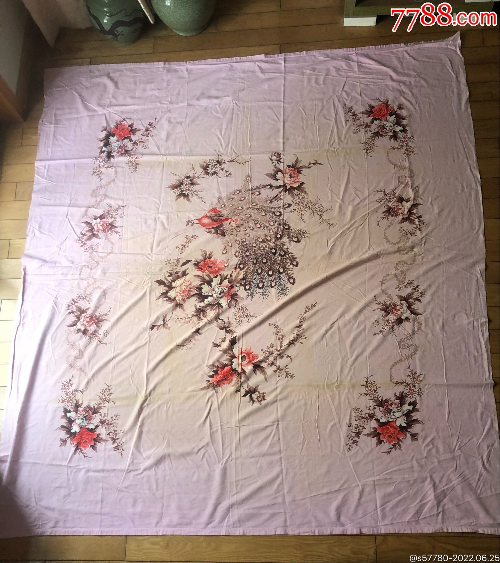 80年代孔雀开屏老床单