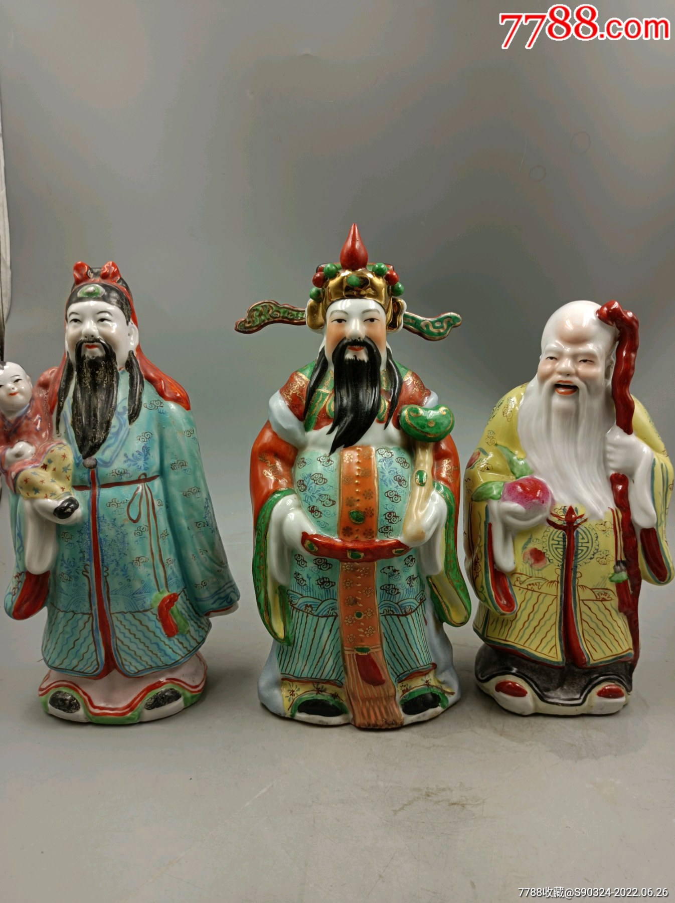 福禄寿三星神 中国 人物 人形 陶器 焼物 縁起物 - 工芸品