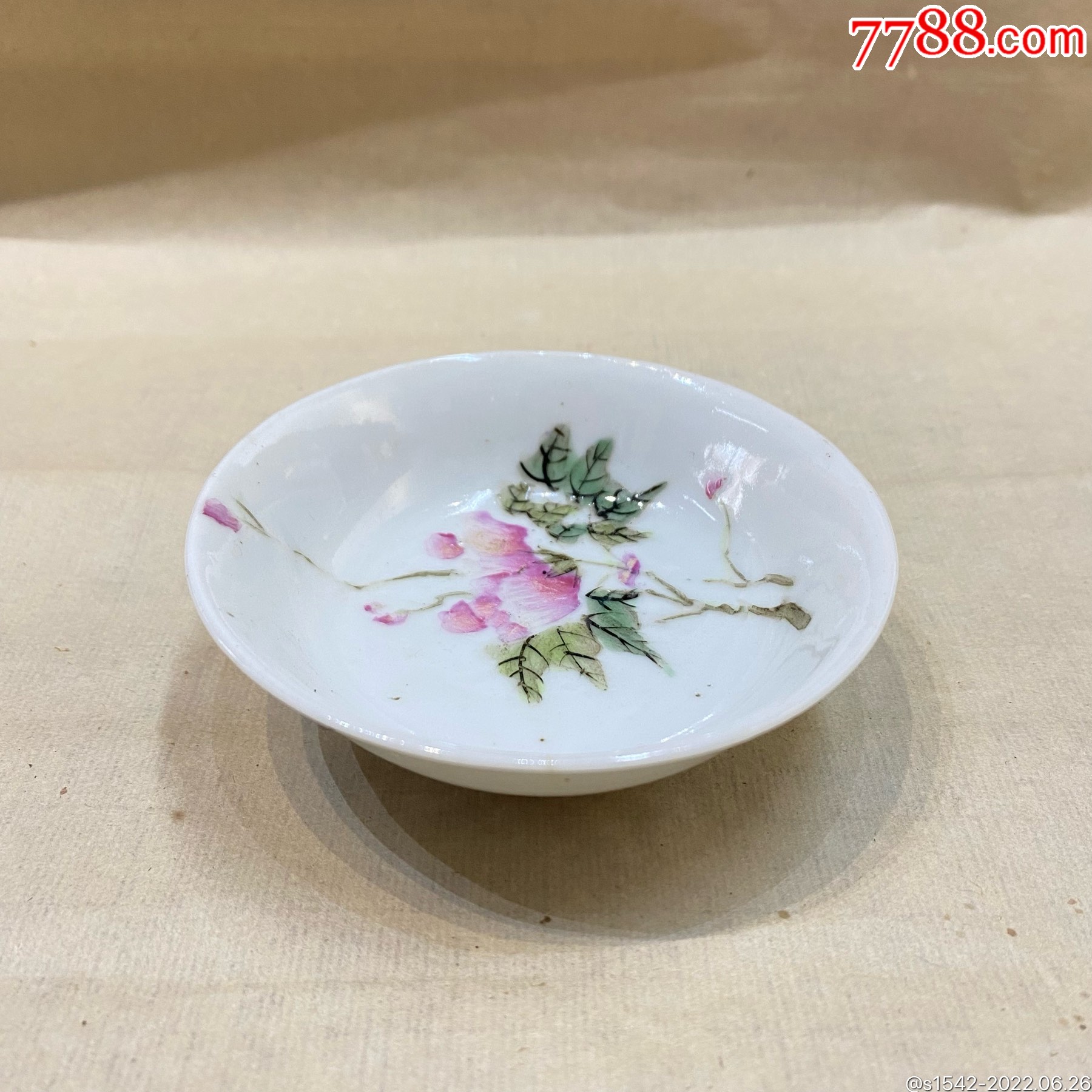 民国时期粉彩月季花纹小碟子_价格100元_第1张_7788收藏__收藏热线
