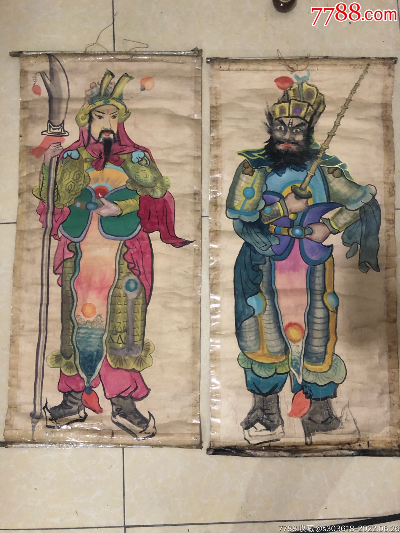 解放后门神一对画工可以整体品相不错见图198包邮