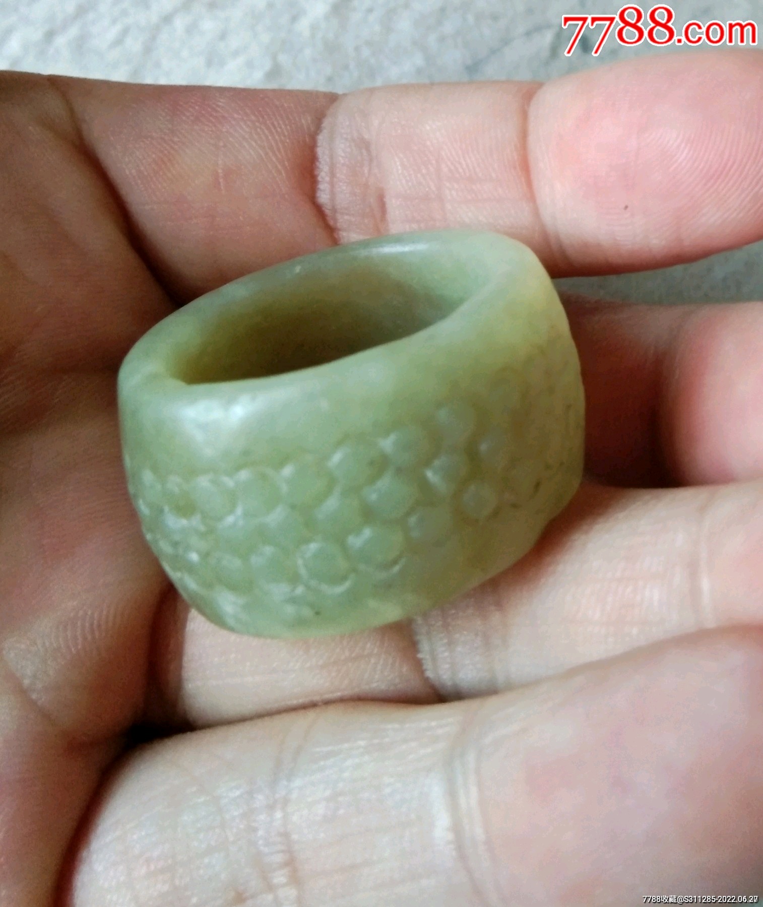 和田玉老玉谷丁纹老扳指