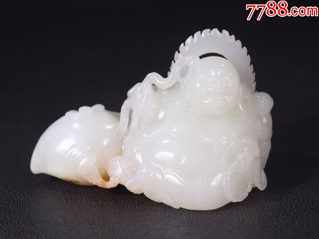 和田玉料雕弥勒佛玉雕件a21s58f