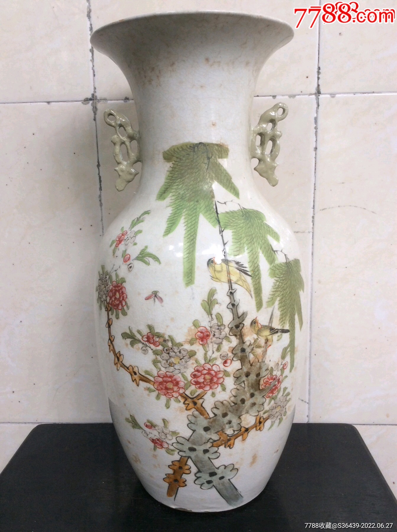 民国花鸟双耳瓶_价格420元_第1张_7788收藏__收藏热线