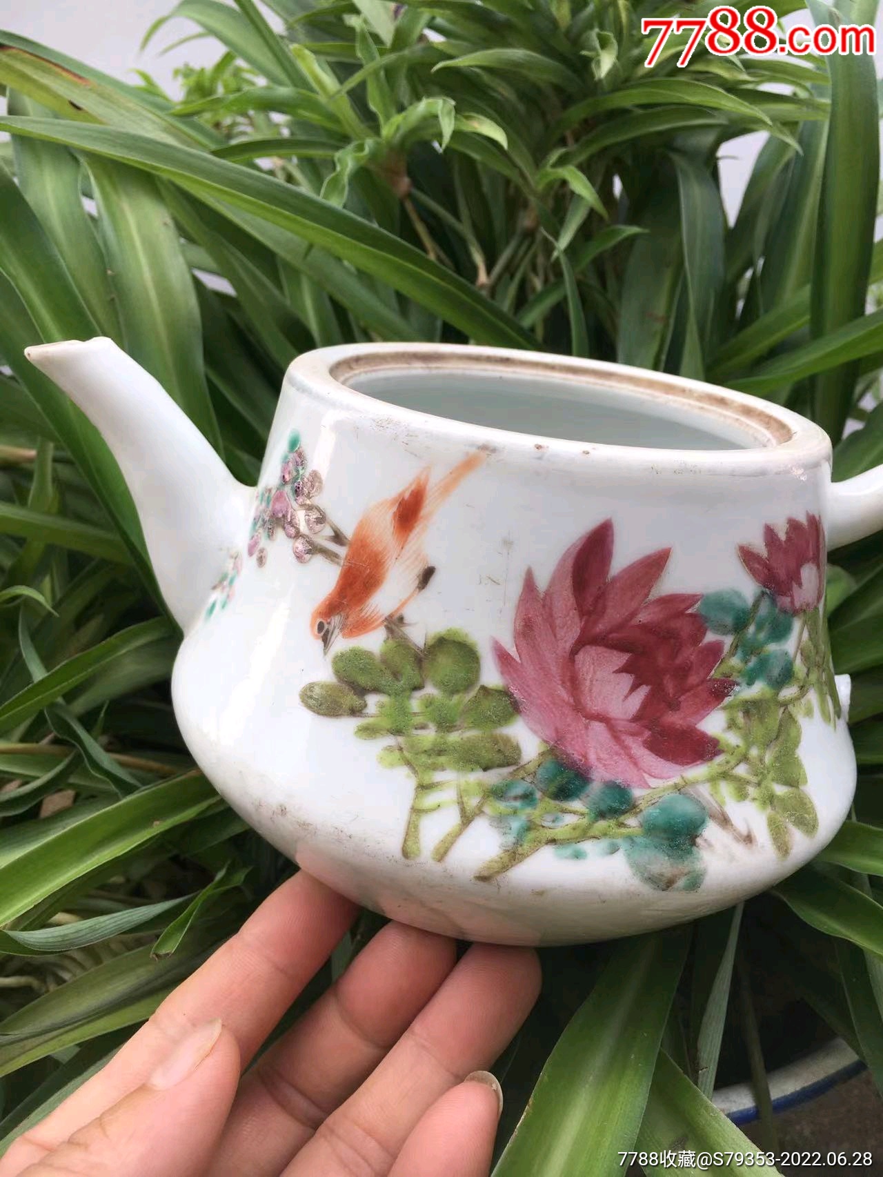 清代名家子英作浅绛彩花鸟壶_彩绘瓷/彩瓷_图片收藏_回收价格_7788