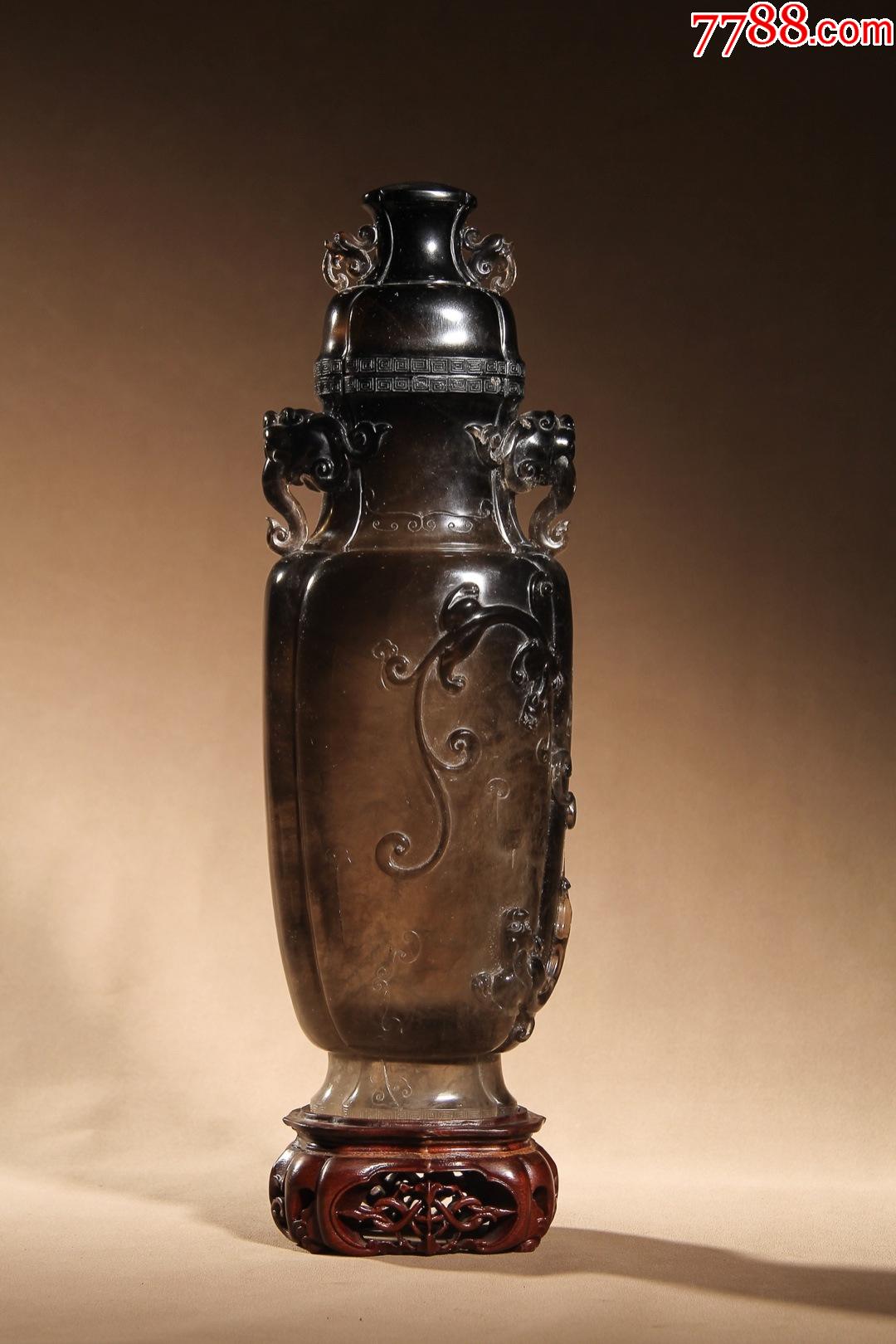 清代"乾隆年制"款水晶魑纹双耳赏瓶_价格80000元_第1张_7788收藏